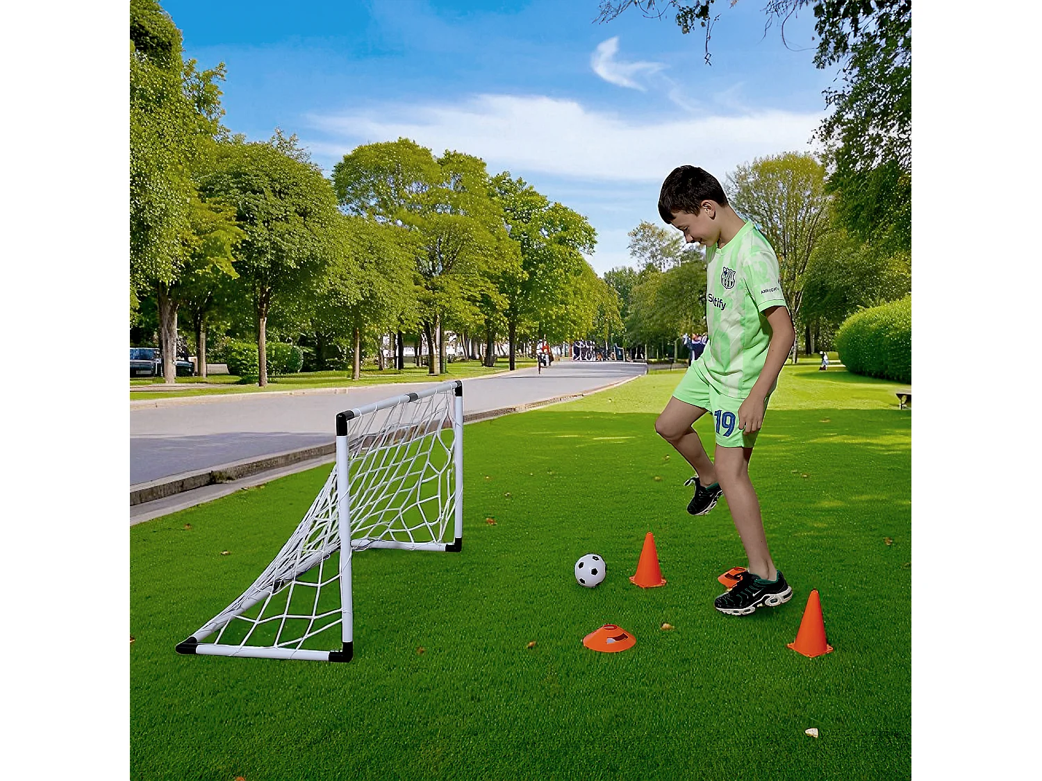 Cage De Football Avec Plots X4pcs Noir, Blanc, Orange