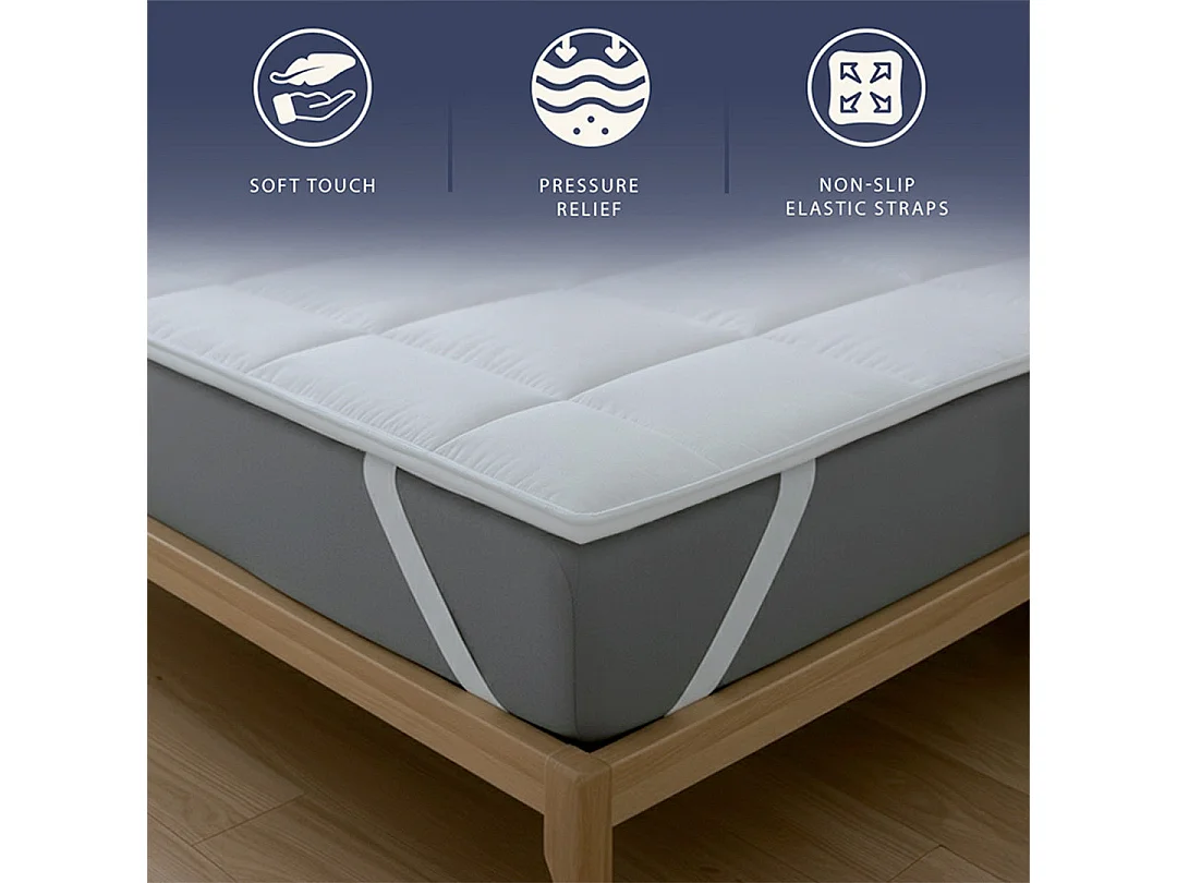 Surmatelas 1 Place et demie | Protège-Matelas Matelassé avec Garnissage 500 g/m² | Housse en Microfibre Respirante avec Sangles Élastiques d’Angle |120x200