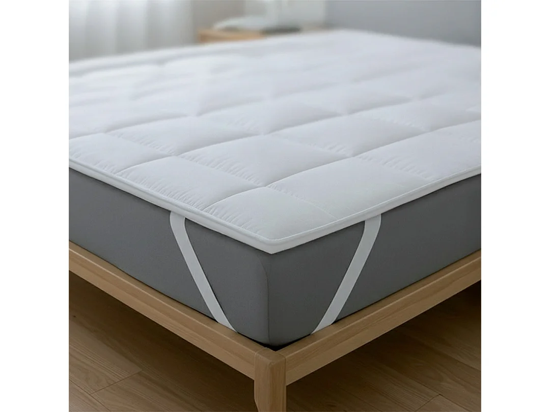 Surmatelas Double | Protège-Matelas Matelassé avec Garnissage 500 g/m² | Housse en Microfibre Respirante avec Sangles Élastiques d’Angle |160x190