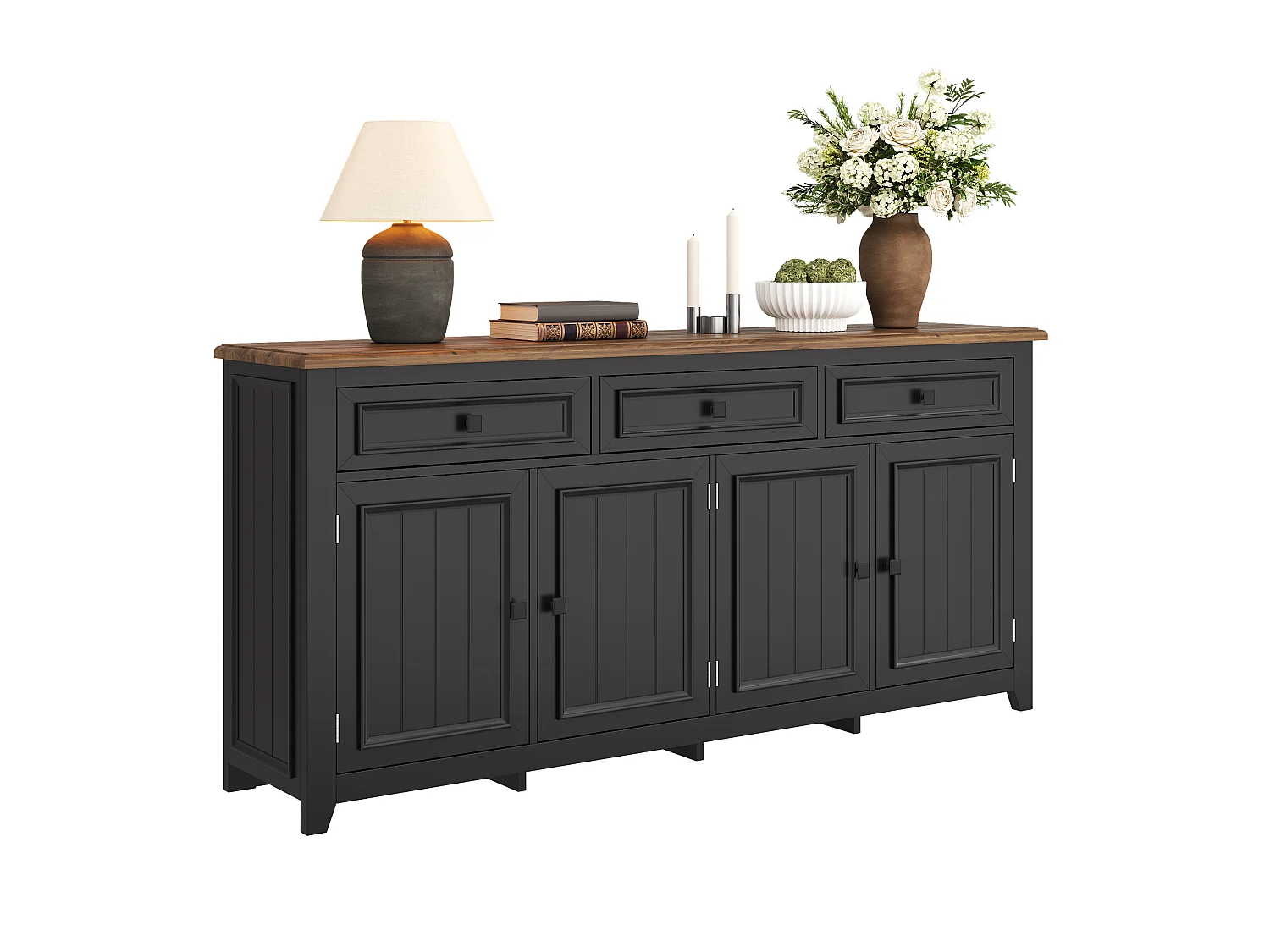 Aparador moderno y sencillo - 160 x 35 x 76 cm - mueble de almacenaje para salón - MDF - negro