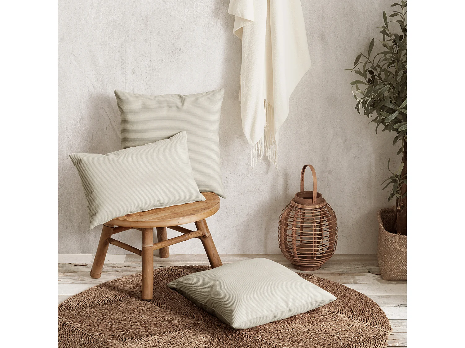Coussin rectangulaire 30x50cm velours beige Dune