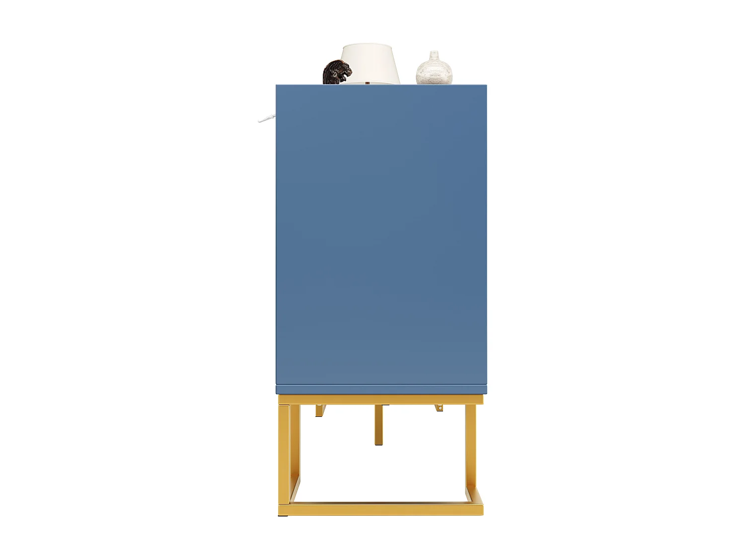 Aparador moderno - 140 x 40 x 80 cm - con 4 puertas y 2 estantes ajustables - patas doradas - MDF + metal - azul