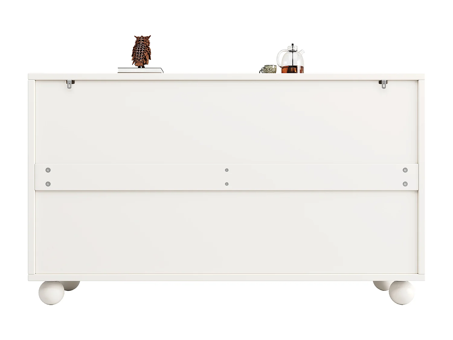 Modernes Sideboard für Ess- und Wohnzimmer – 120 x 35 x 71 cm – mit 4 Türen + verstellbarem Einlegeboden – MDF + Metall – weiß