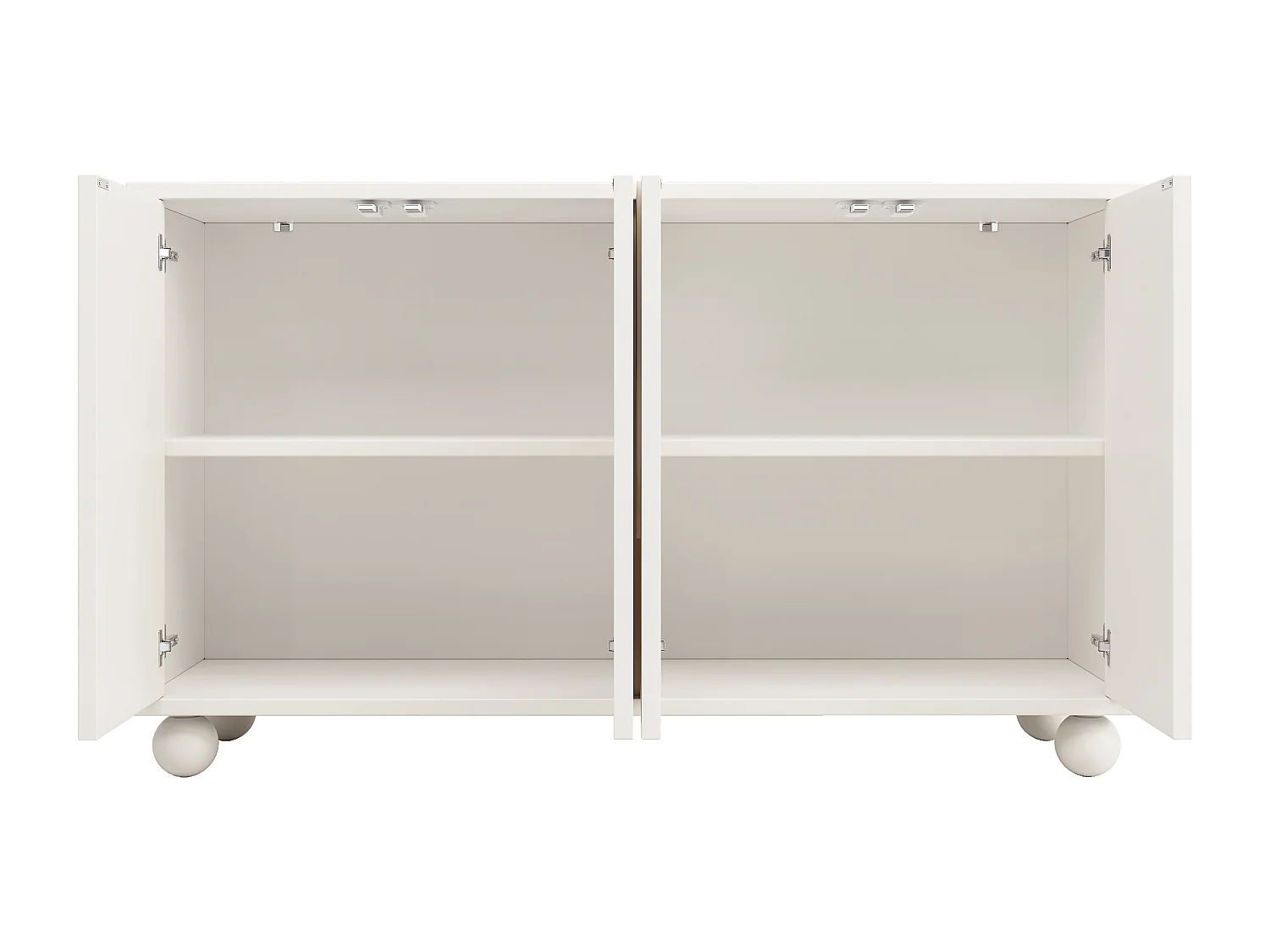 Modernes Sideboard für Ess- und Wohnzimmer – 120 x 35 x 71 cm – mit 4 Türen + verstellbarem Einlegeboden – MDF + Metall – weiß