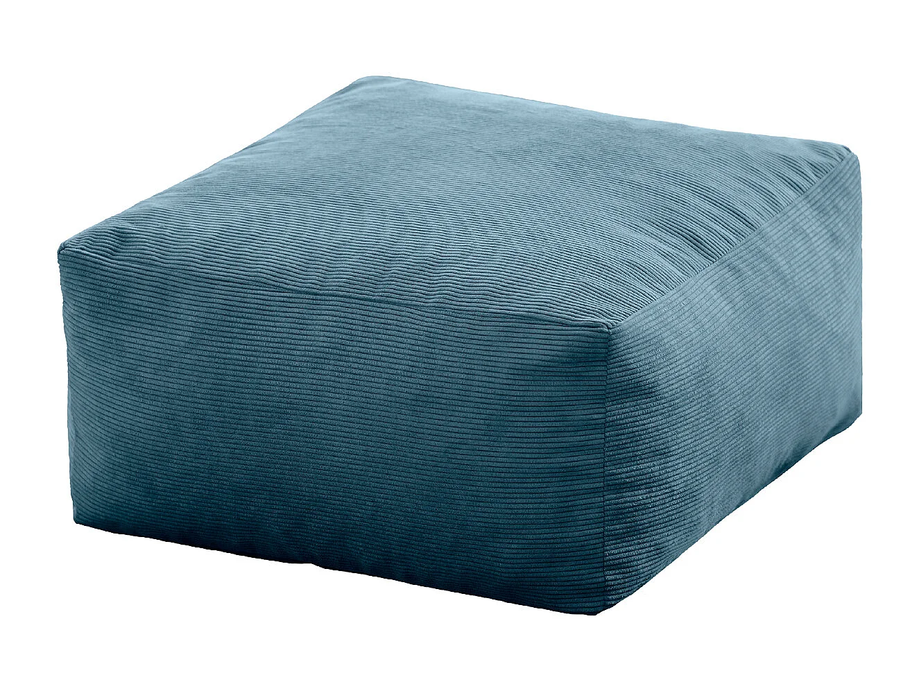 pouf carré 50x50cm bleu en velours côtelé Désert