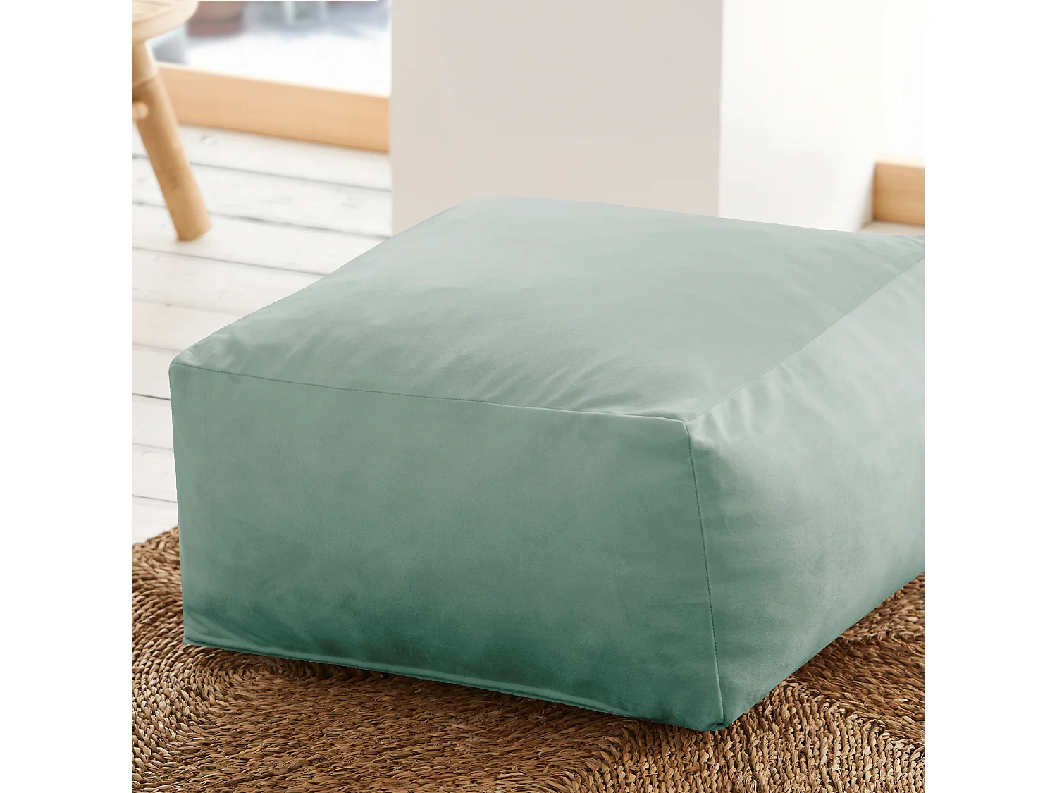 Pouf carré 50x50cm velours vert carré Palau