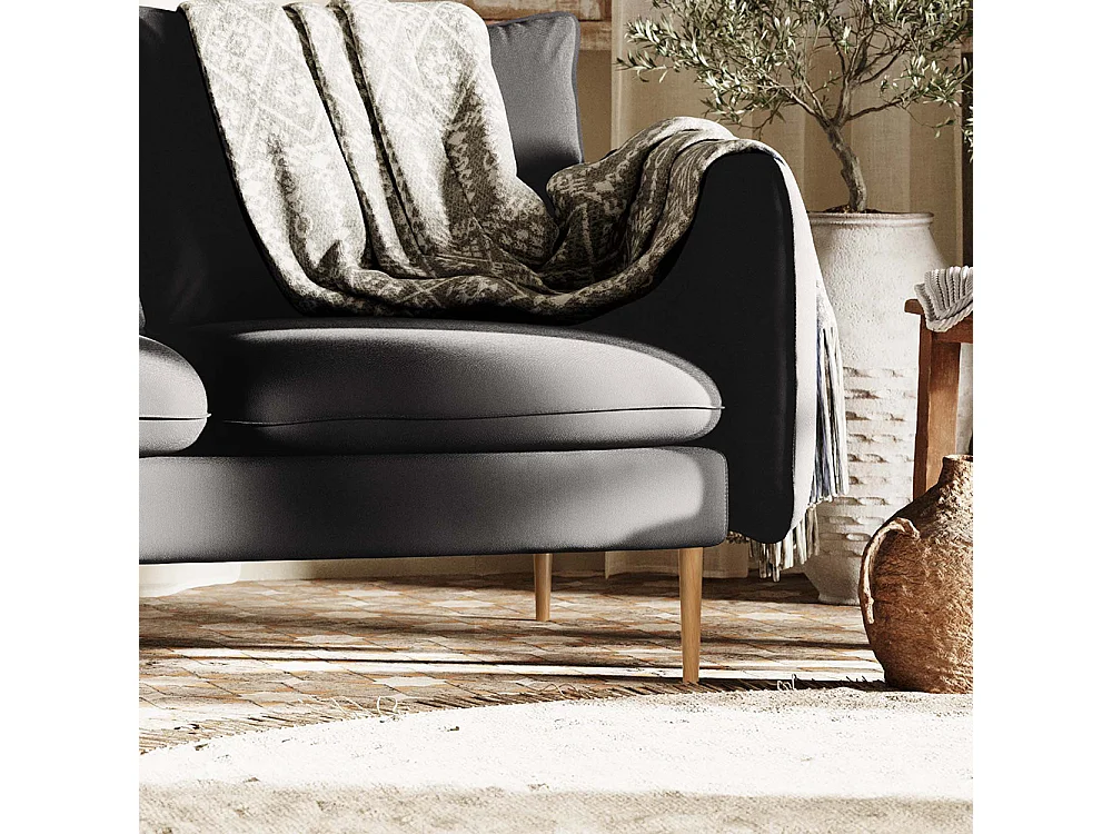 Canapé d’angle 89x210x90 cm gris élégant bois l