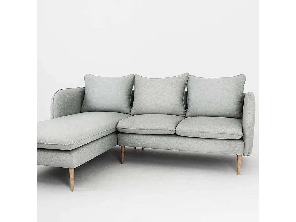 Canapé d’angle 89x210x90 cm gris élégant bois l