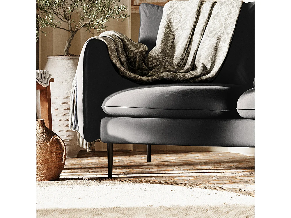 Canapé d'angle 89x210x90 cm Gris élégant p noir