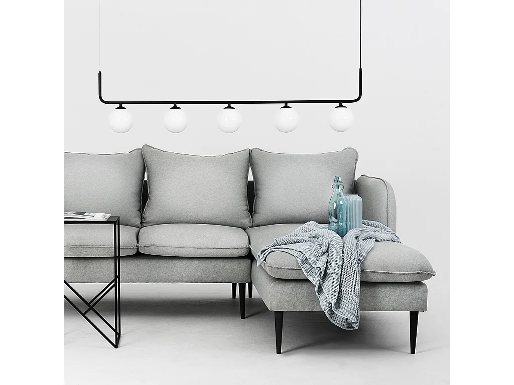 Canapé d'angle 89x210x90 cm Gris élégant p noir