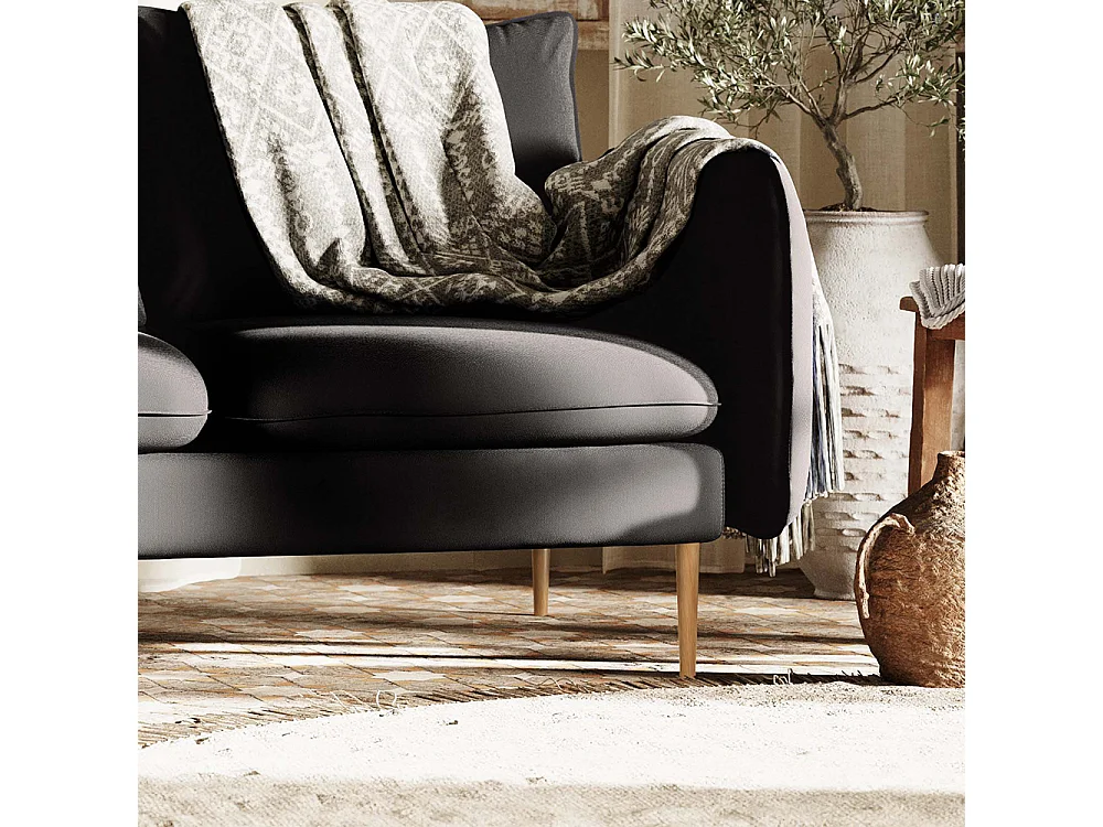 Sofá esquinero 89x210x90 cm acero elegante madera