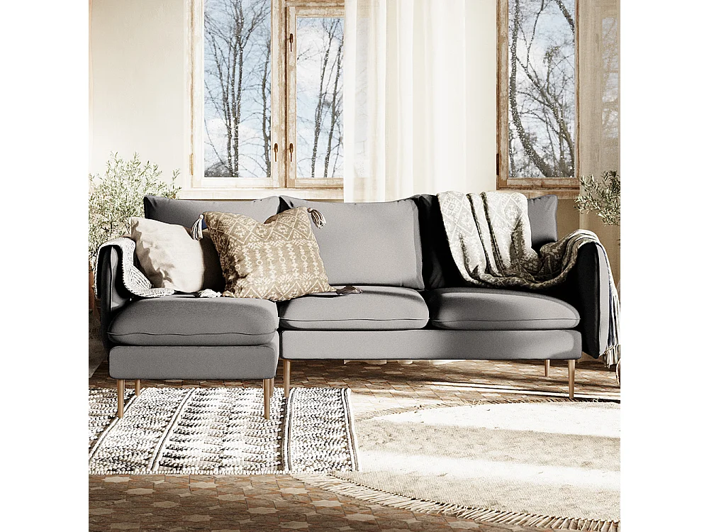 Canapé d'angle 89x210x90 cm Acier élégant l bois