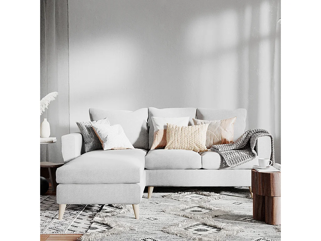 Canapé d'angle 90x189x86 cm gris lover l