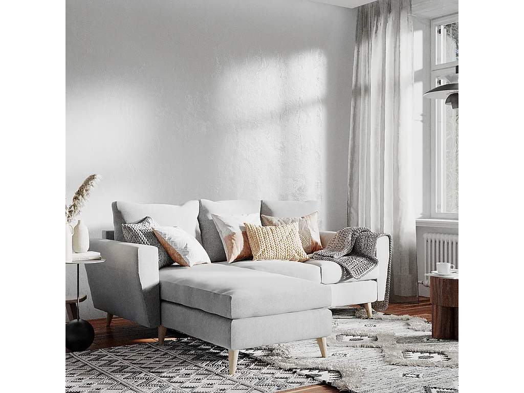 Canapé d'angle 90x189x86 cm gris lover l