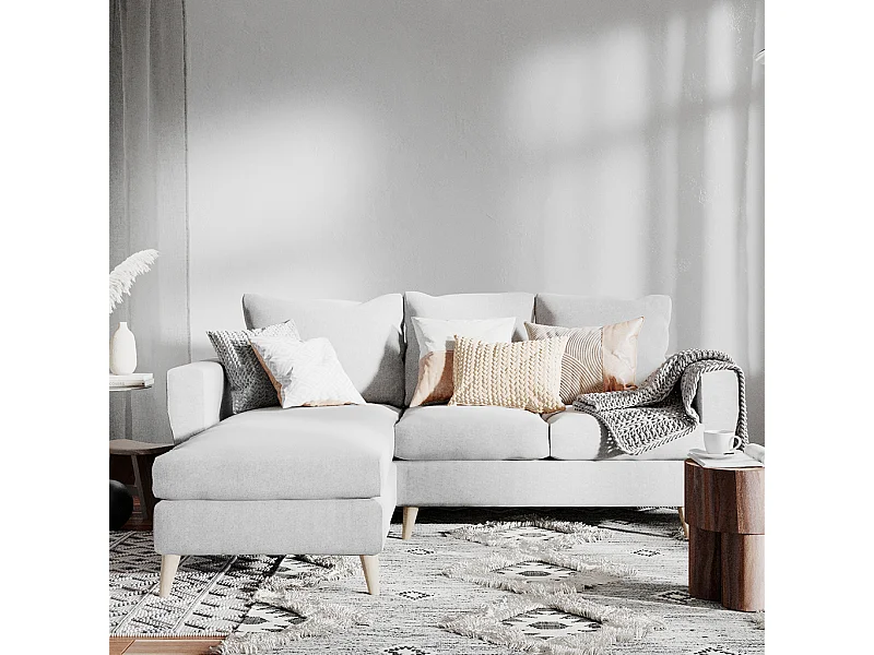 Canapé d'angle 90x189x86 cm gris lover l