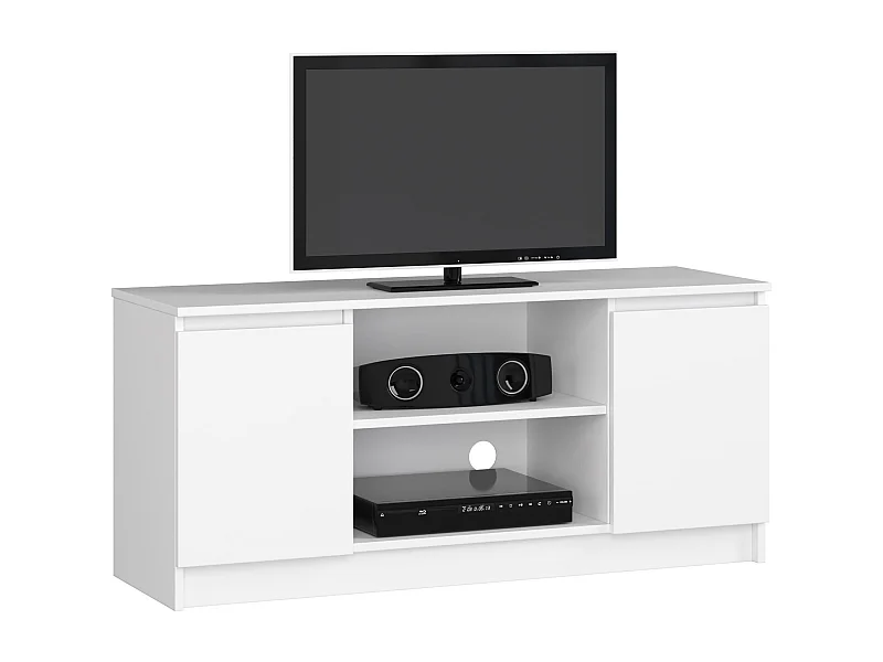 Gabinete de TV 120 cm 2D 1P Branco - Moderno e Funcional, 2 Prateleiras e Portas, Acabamento Fosco, Material Durável, Montagem Independente