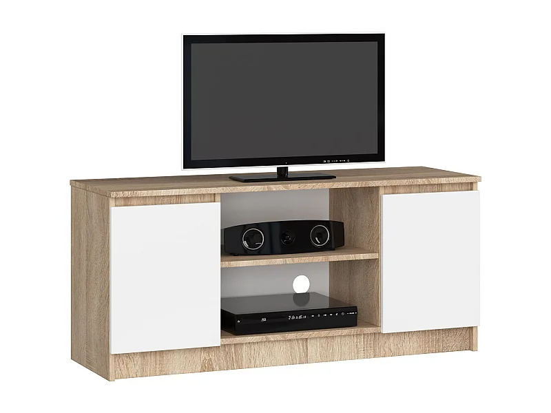 Armário de TV Sonora 120cm 2 Portas e 1 Prateleira em Carvalho Sonoma/Branco