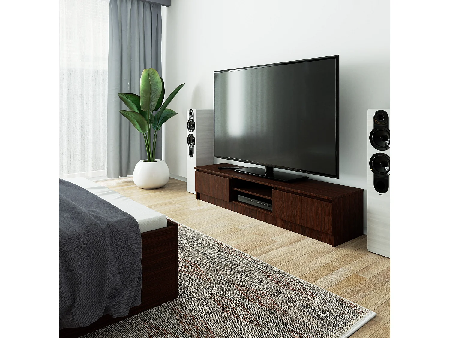 Estante TV K160 Wenge com 2 Portas, Laminado 160x33x40 cm