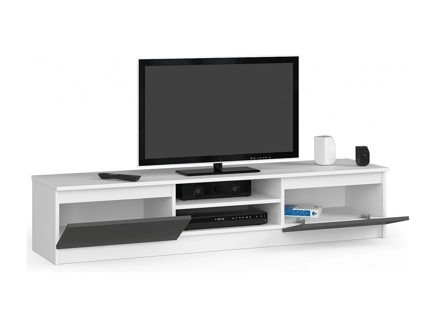 Estante de TV Moderna B160 Colorida - Branco/Cinza Grafite