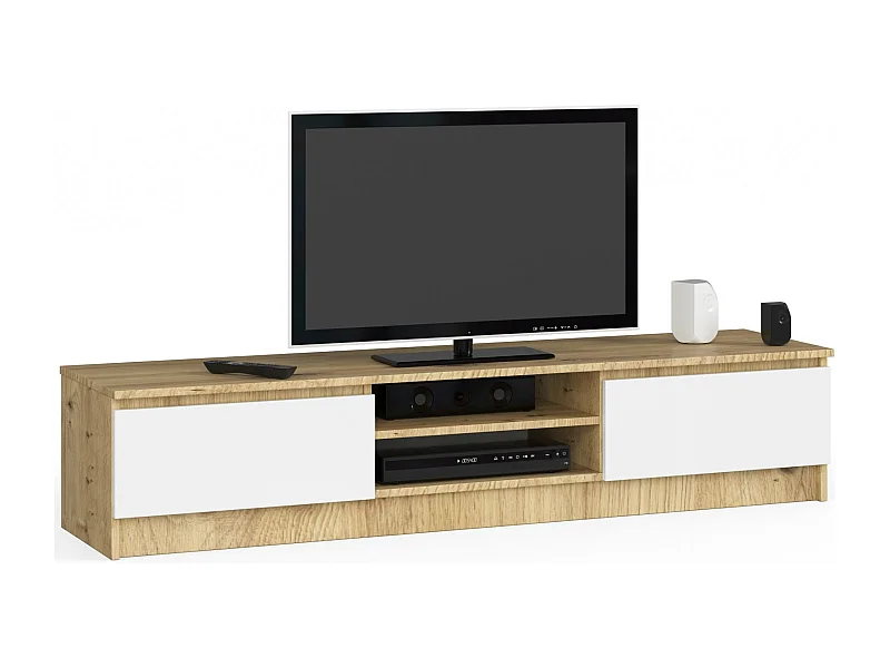 Rack de TV 160cm Carvalho Artisan/Branco, 2 Portas, 2 Prateleiras, Montagem Fácil