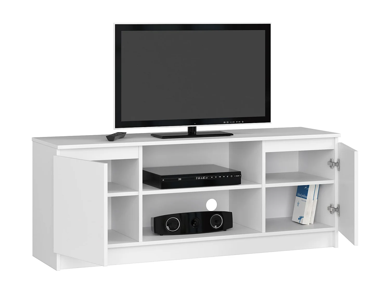 Armário de TV Branco 140 cm 2 Portas 1 Prateleira - Design Moderno e Elegante