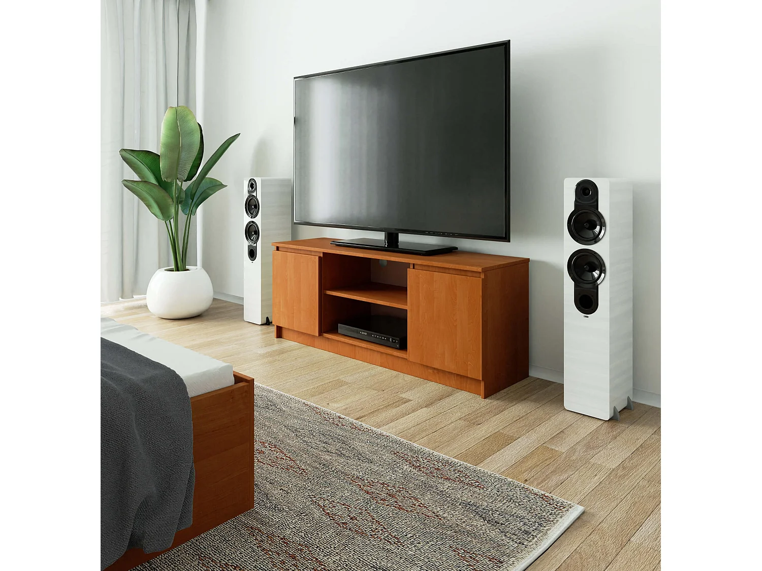 Móvel TV 140cm 2 Portas 1 Prateleira Amieiro