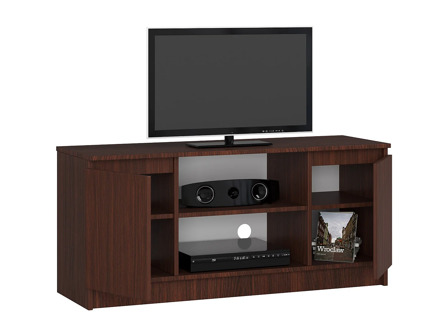 Gabinete de TV Wenge 120 cm com 2 Portas e Prateleiras