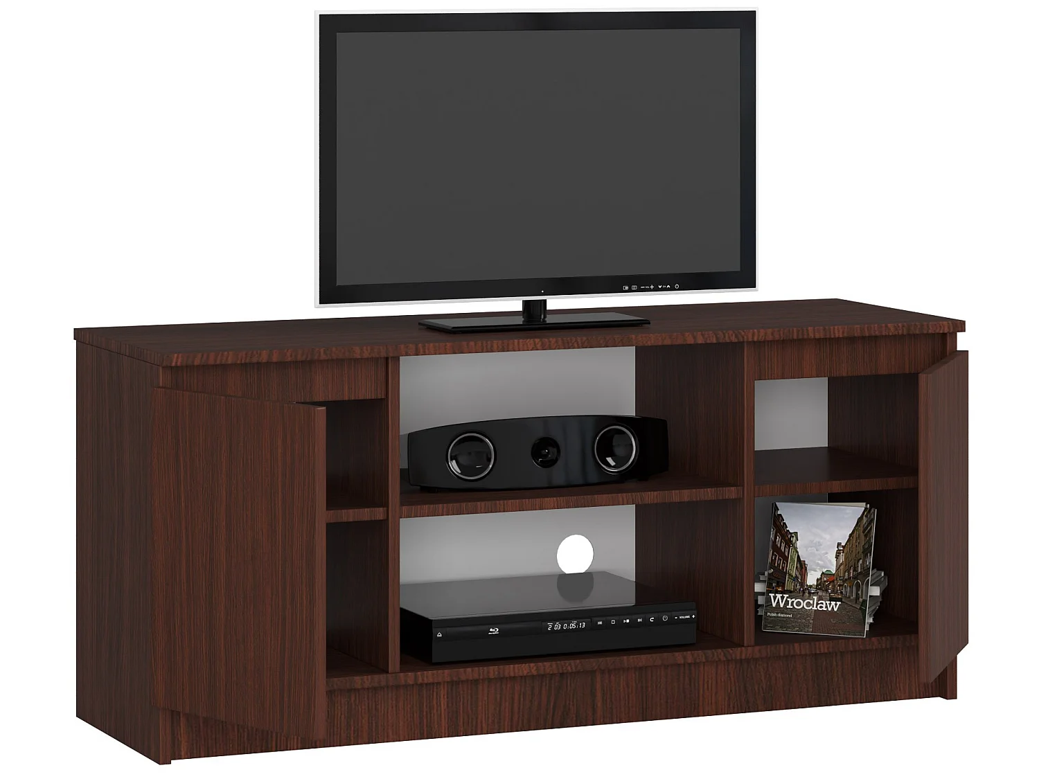 Gabinete de TV Wenge 120 cm com 2 Portas e Prateleiras