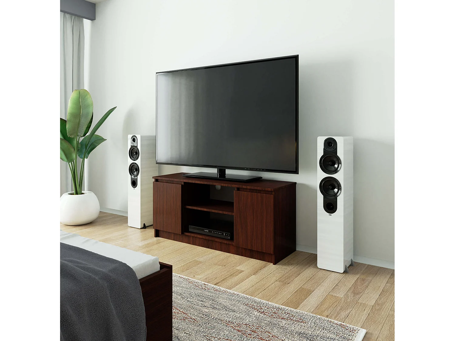 Gabinete de TV Wenge 120 cm com 2 Portas e Prateleiras