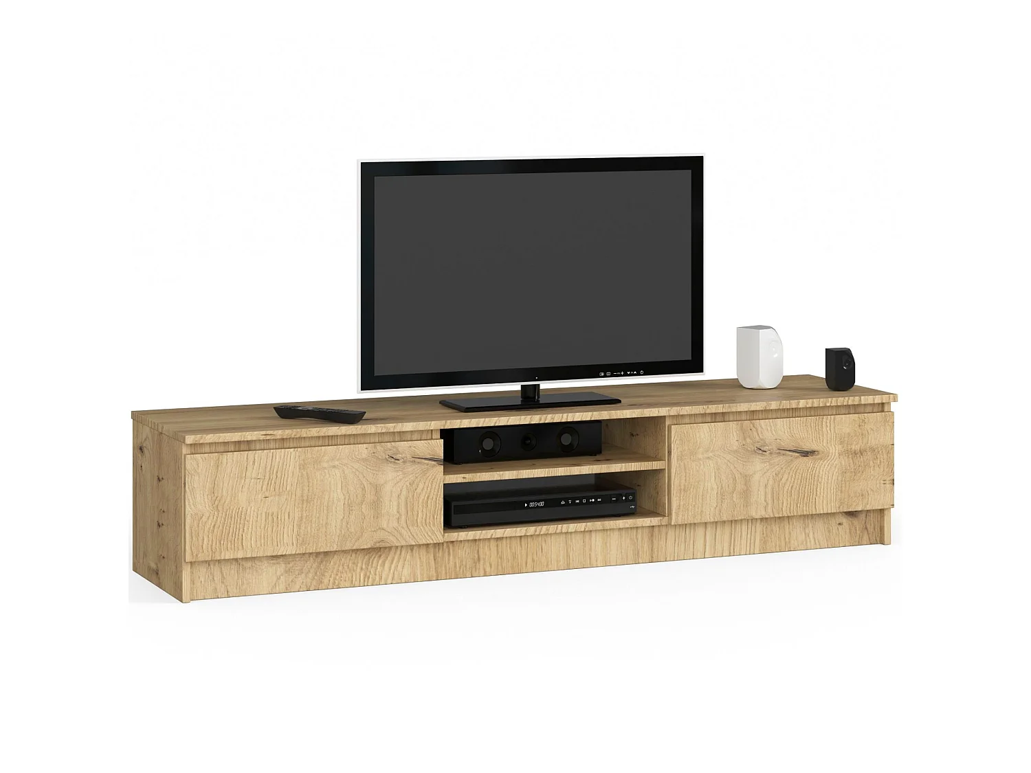 Móvel TV Carvalho Artesanal 160 cm - Estrutura Laminada com Acabamento Matte e Portas de Abrir