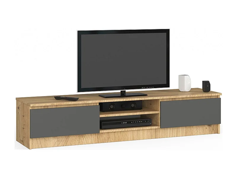 Móvel TV K160 Carvalho Artesanal e Grafite Cinza