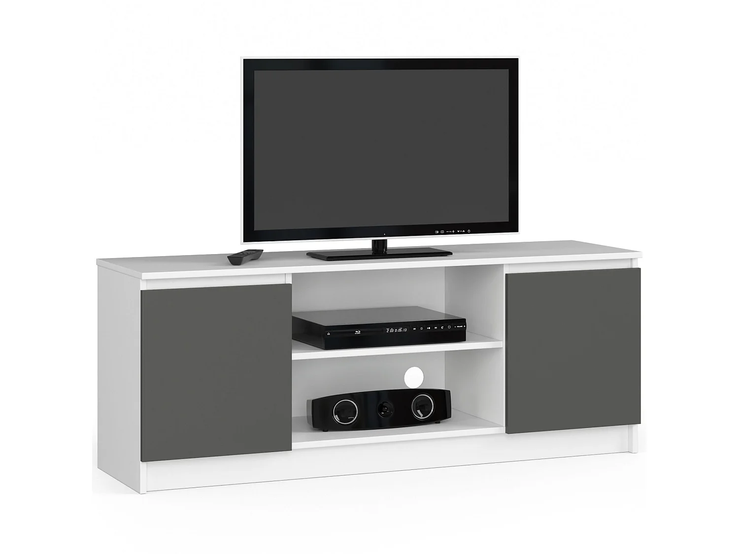 Móvel TV K140 Moderno Branco/Cinza com 2 Portas Balcão