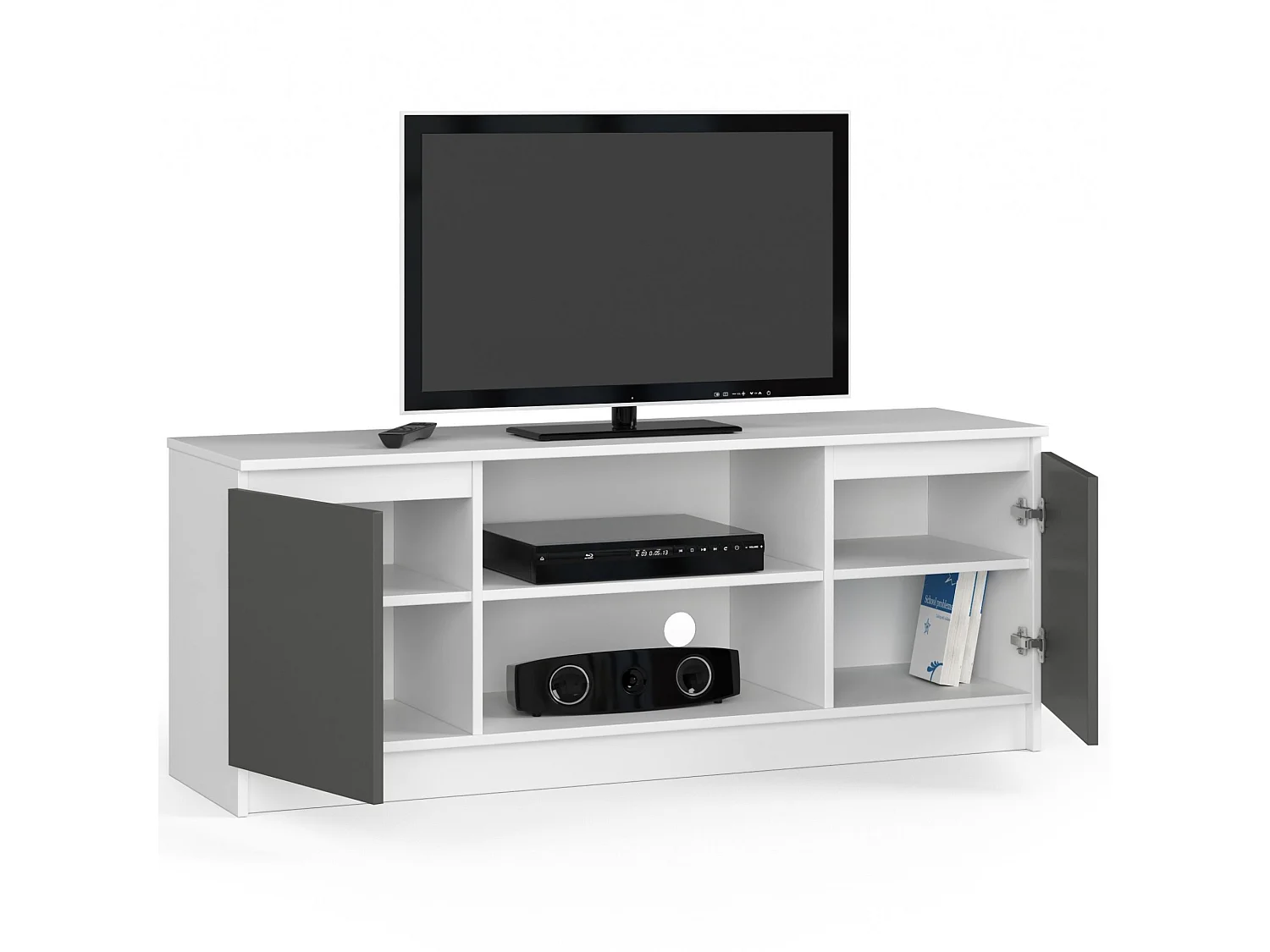 Móvel TV K140 Moderno Branco/Cinza com 2 Portas Balcão