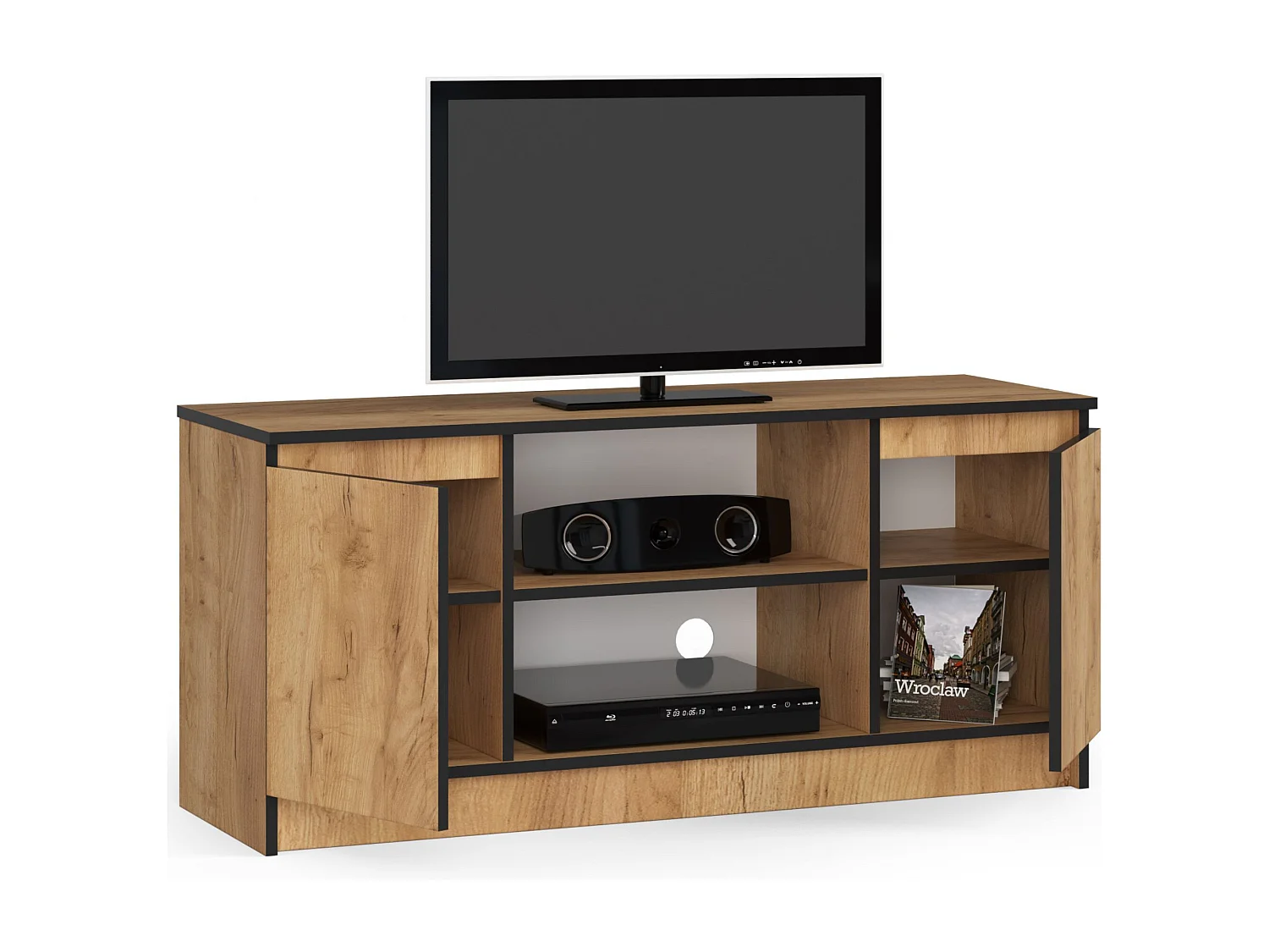 Móvel TV Carvalho com 2 Portas, 1 Prateleira - 120 cm