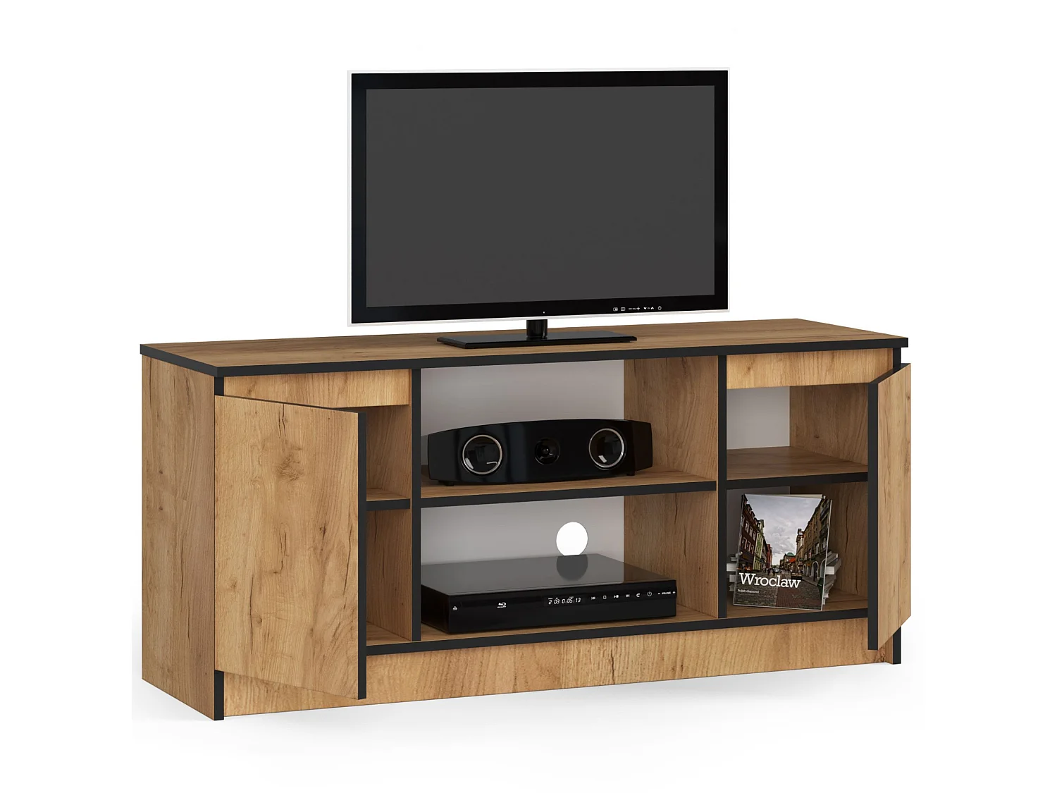 Móvel TV Carvalho com 2 Portas, 1 Prateleira - 120 cm