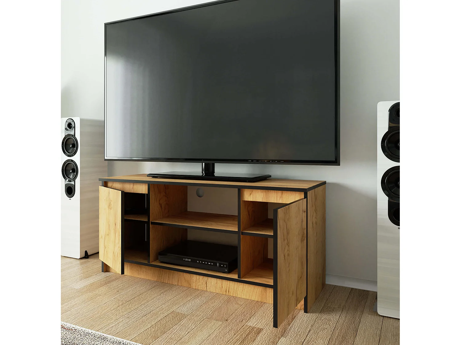 Móvel TV Carvalho com 2 Portas, 1 Prateleira - 120 cm