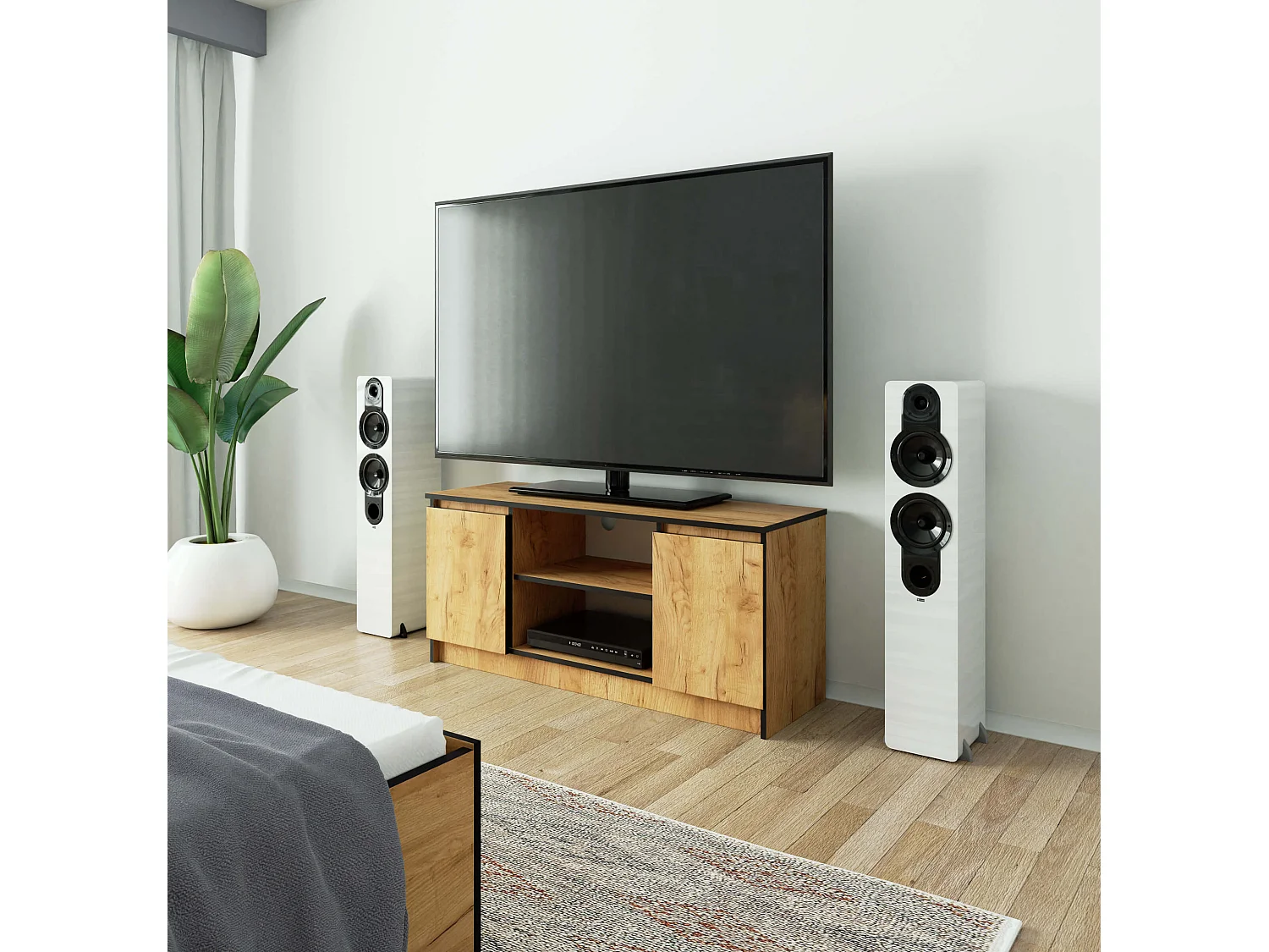 Móvel TV Carvalho com 2 Portas, 1 Prateleira - 120 cm