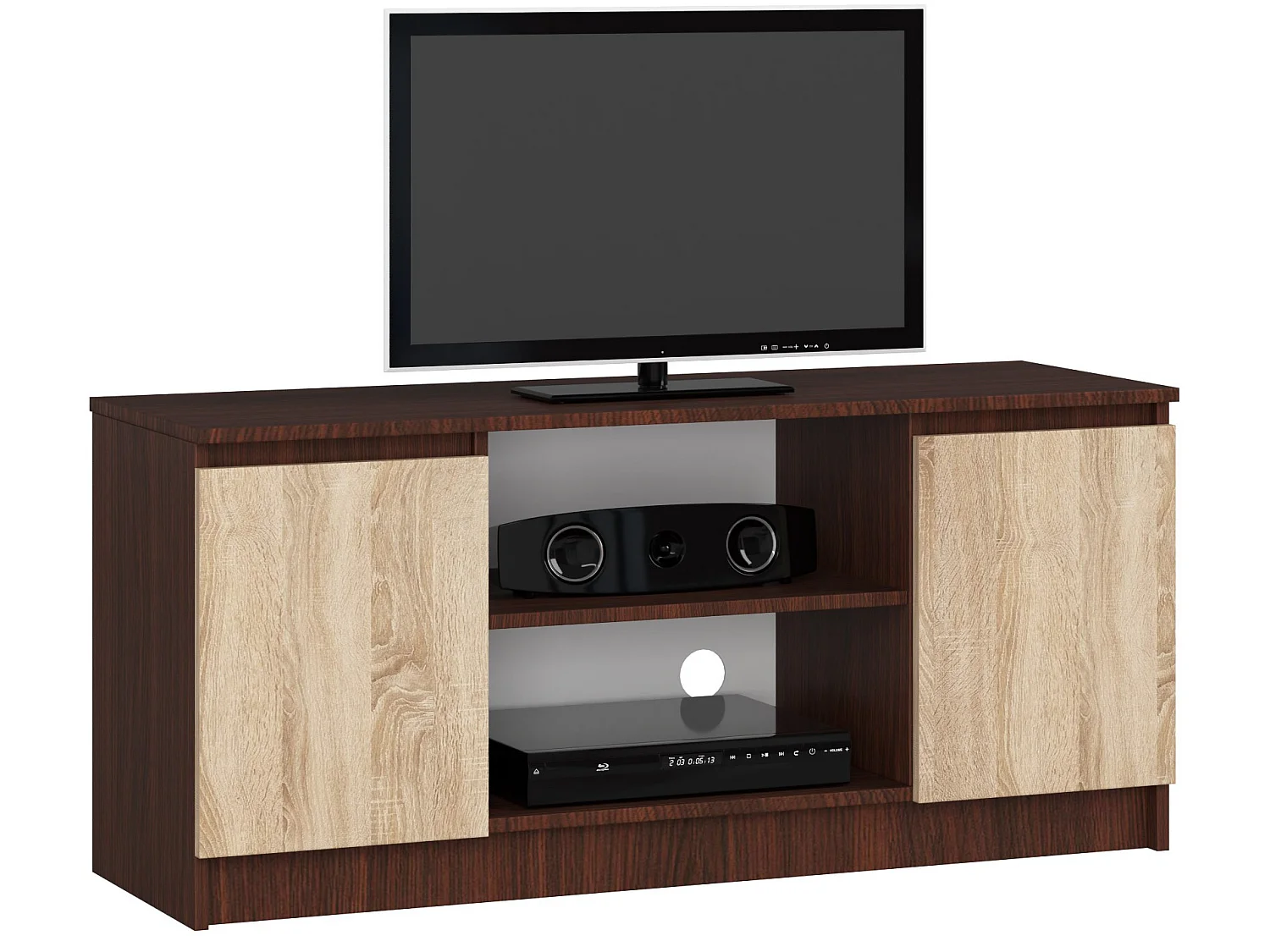 Móvel TV 120 cm 2 Portas Wenge/Carvalho de Sonoma