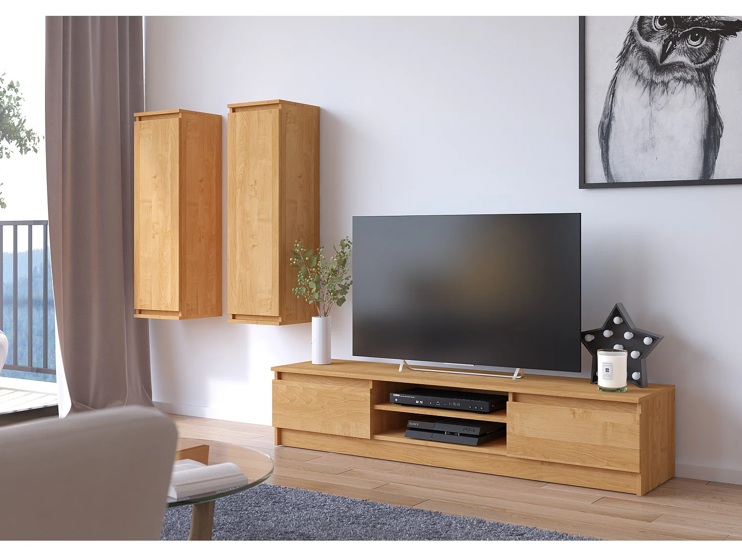 Móvel para TV Amieiro 160 cm com 2 Portas e 2 Prateleiras - Design Moderno e Elegante