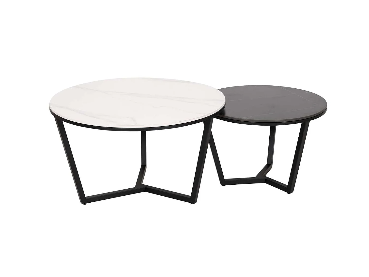 Sæt af Kaffeborde, Modig, 60x60x40 cm, 80x80x45 cm, Sort og Hvid