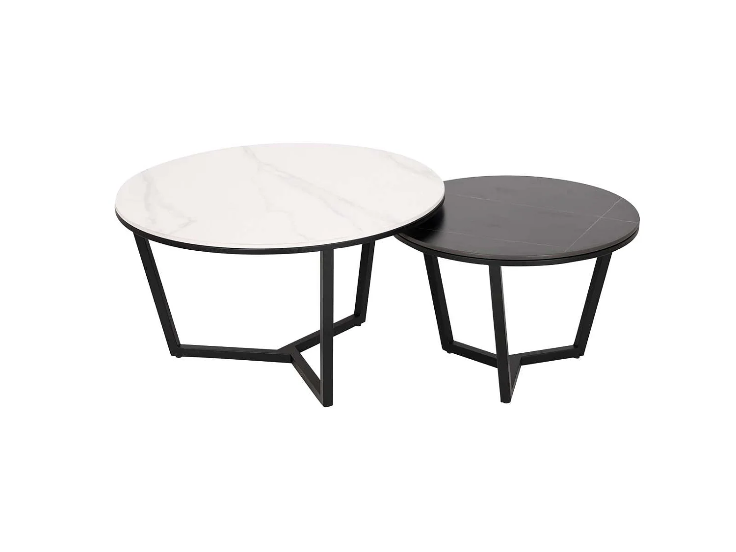 Sæt af Kaffeborde, Modig, 60x60x40 cm, 80x80x45 cm, Sort og Hvid