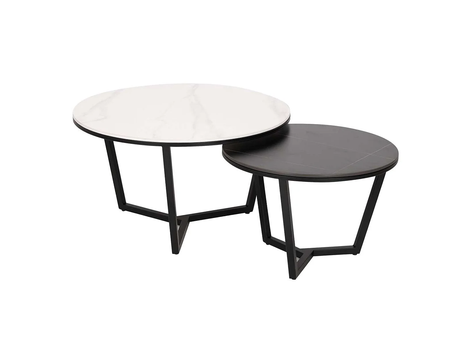 Sæt af Kaffeborde, Modig, 60x60x40 cm, 80x80x45 cm, Sort og Hvid