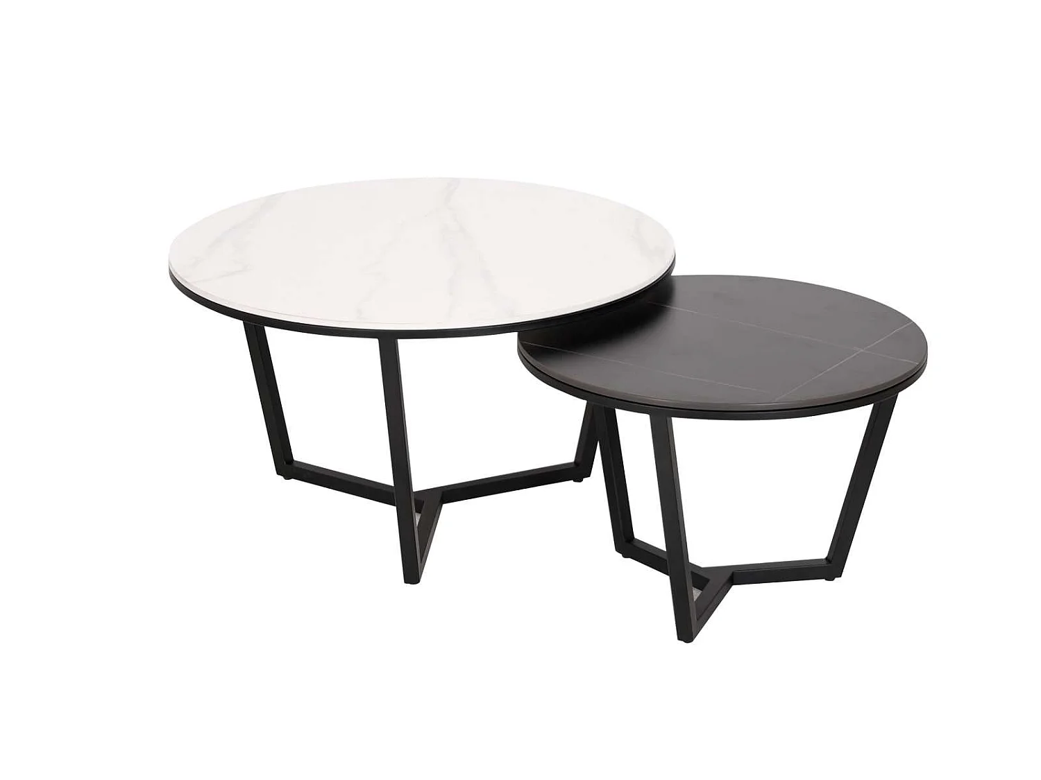 Sæt af Kaffeborde, Modig, 60x60x40 cm, 80x80x45 cm, Sort og Hvid