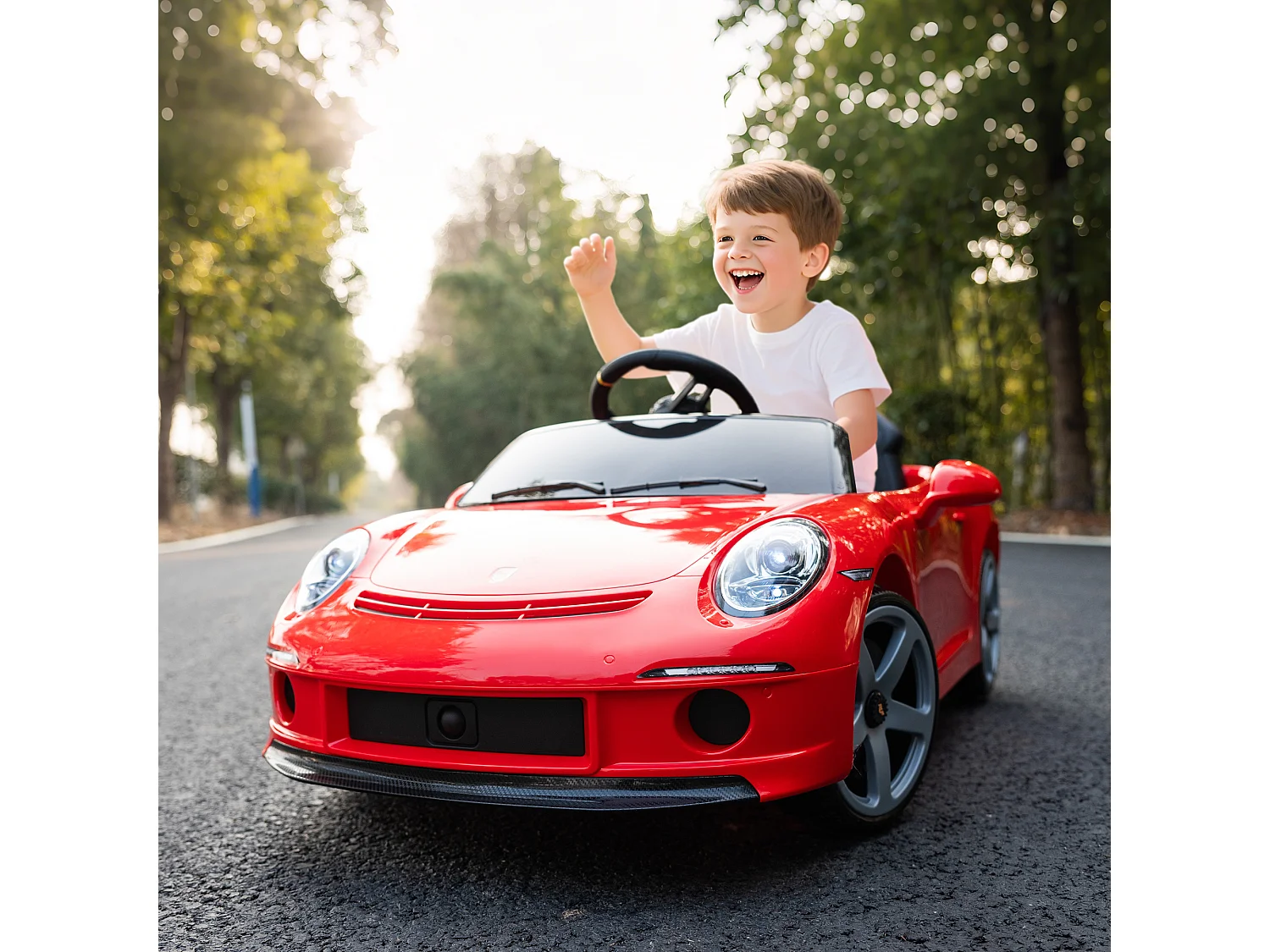 Macchina per bambini 3-5 anni con licenza ruf gt e telecomando rosso