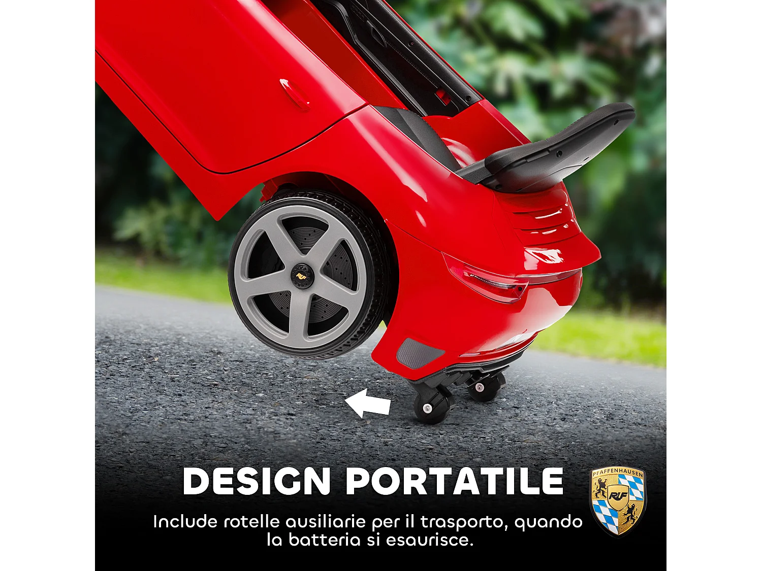 Macchina per bambini 3-5 anni con licenza ruf gt e telecomando rosso