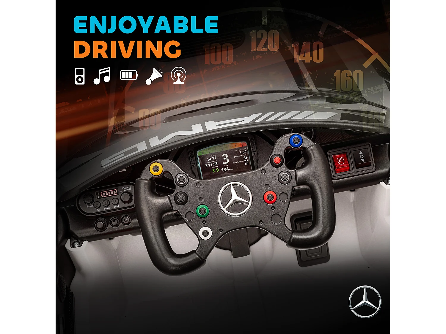 Auto elettrica per bambini 3-8 anni mercedes amg e telecomando bianco