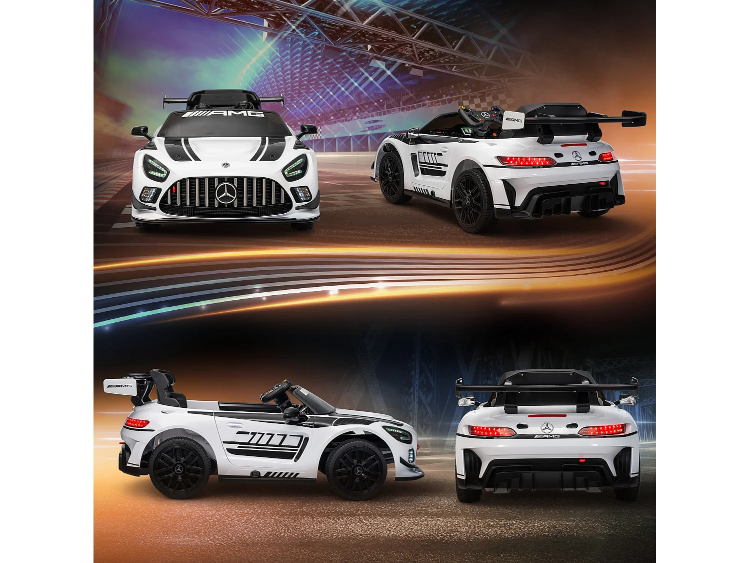 Auto elettrica per bambini 3-8 anni mercedes amg e telecomando bianco