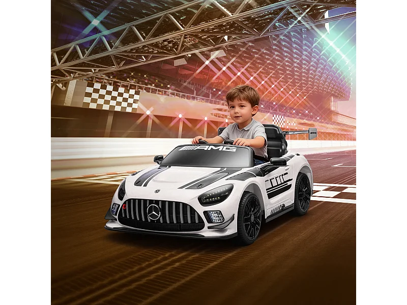 Auto elettrica per bambini 3-8 anni mercedes amg e telecomando bianco