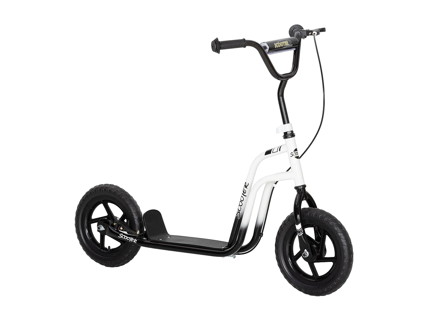 Monopattino per bambini regolabile con cavalletto bianco e nero