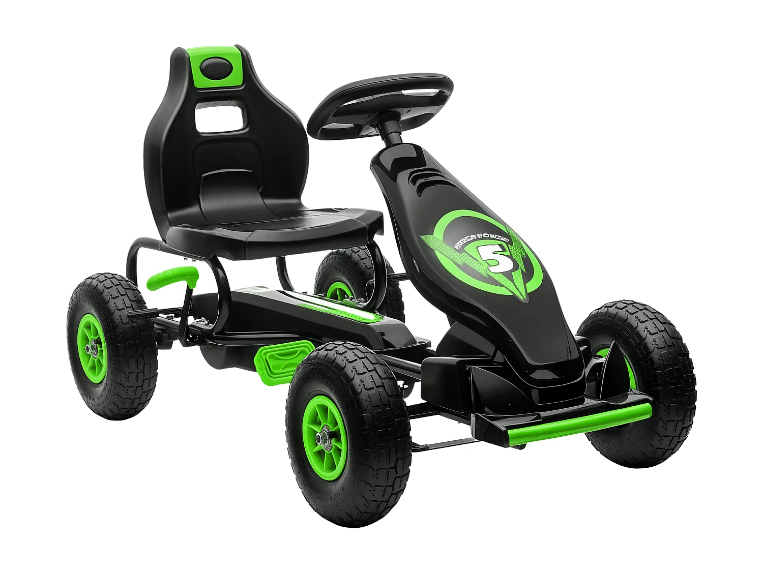 Go Kart a pedali per bambini con sedile regolabile verde e nero